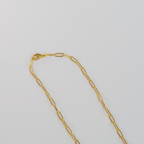 18K Gold Plated Paper Clip Chain Necklace Choker - Picture 6 of 9